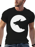 Wolf Silhouette Graphic Tee - Black Cotton T-Shirt product image 1
