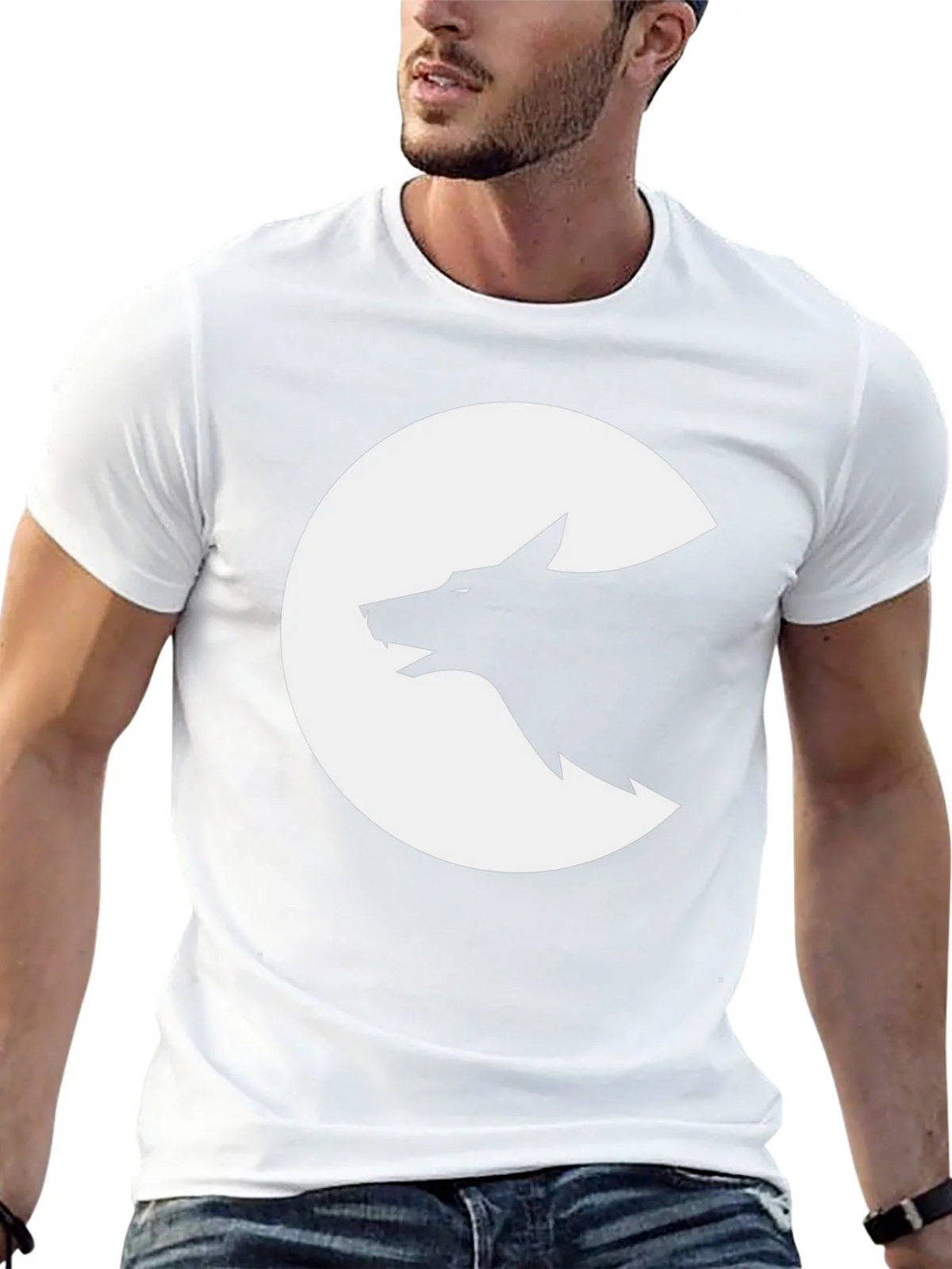 Wolf Silhouette Graphic Tee - Black Cotton T-Shirt product image 5