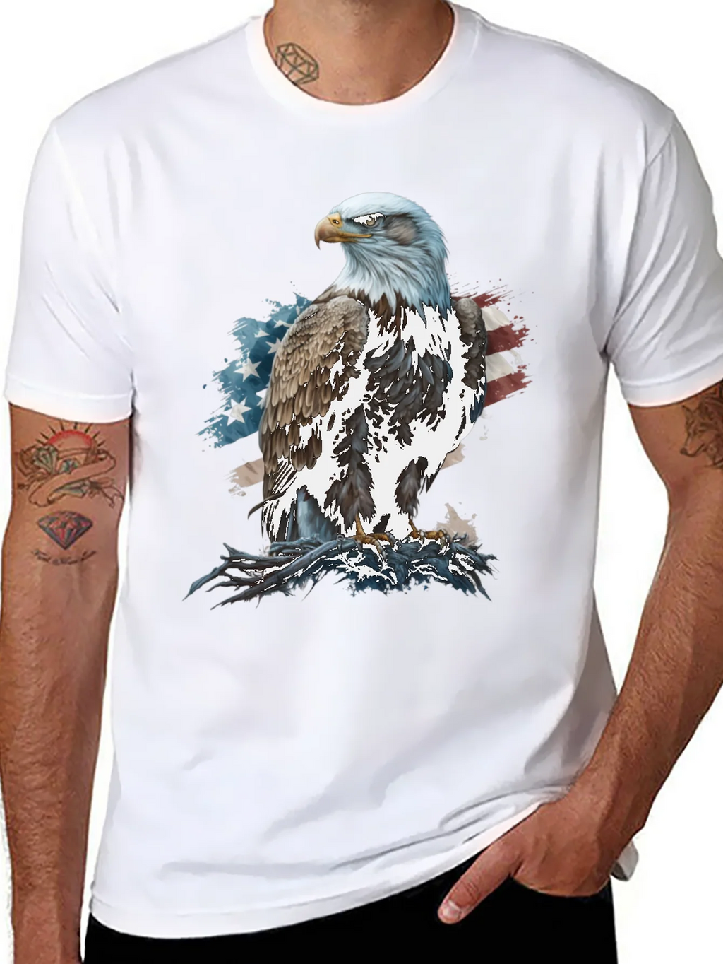 Bald Eagle American Flag Graphic T-Shirt product image 6