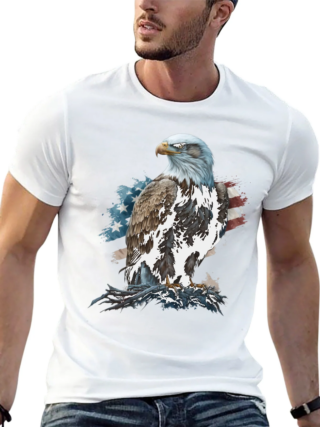 Bald Eagle American Flag Graphic T-Shirt product image 11