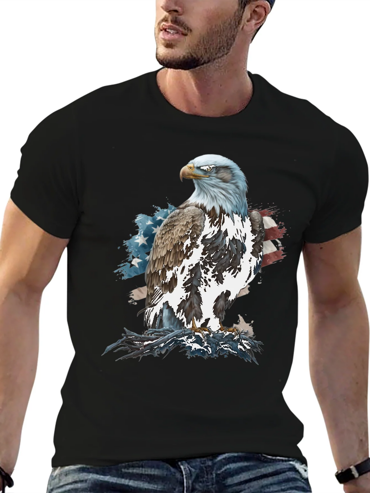Bald Eagle American Flag Graphic T-Shirt product image 5