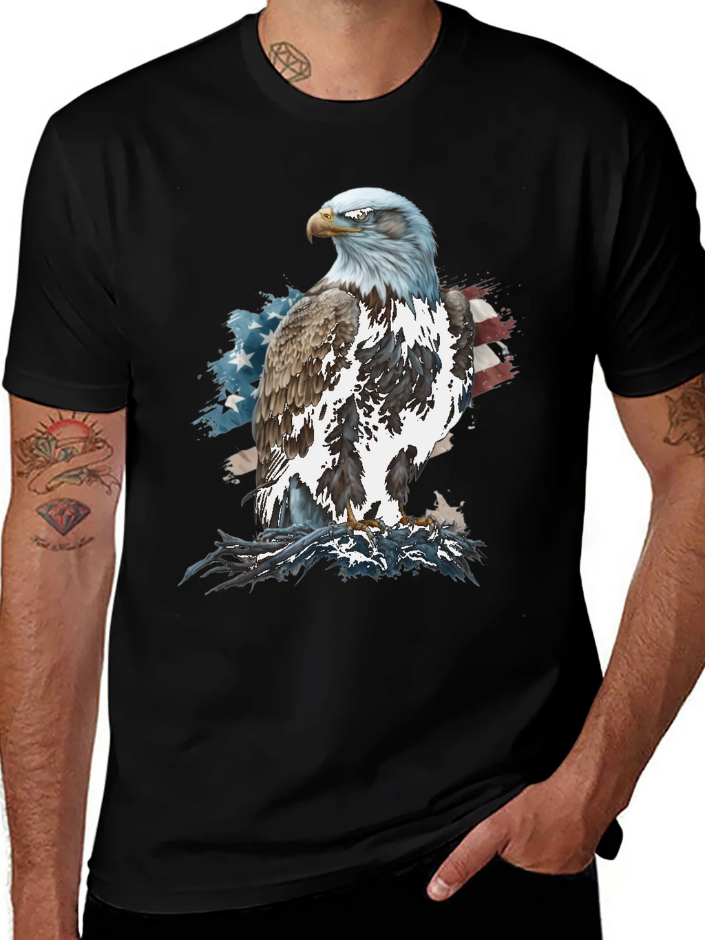Bald Eagle American Flag Graphic T-Shirt product image 1
