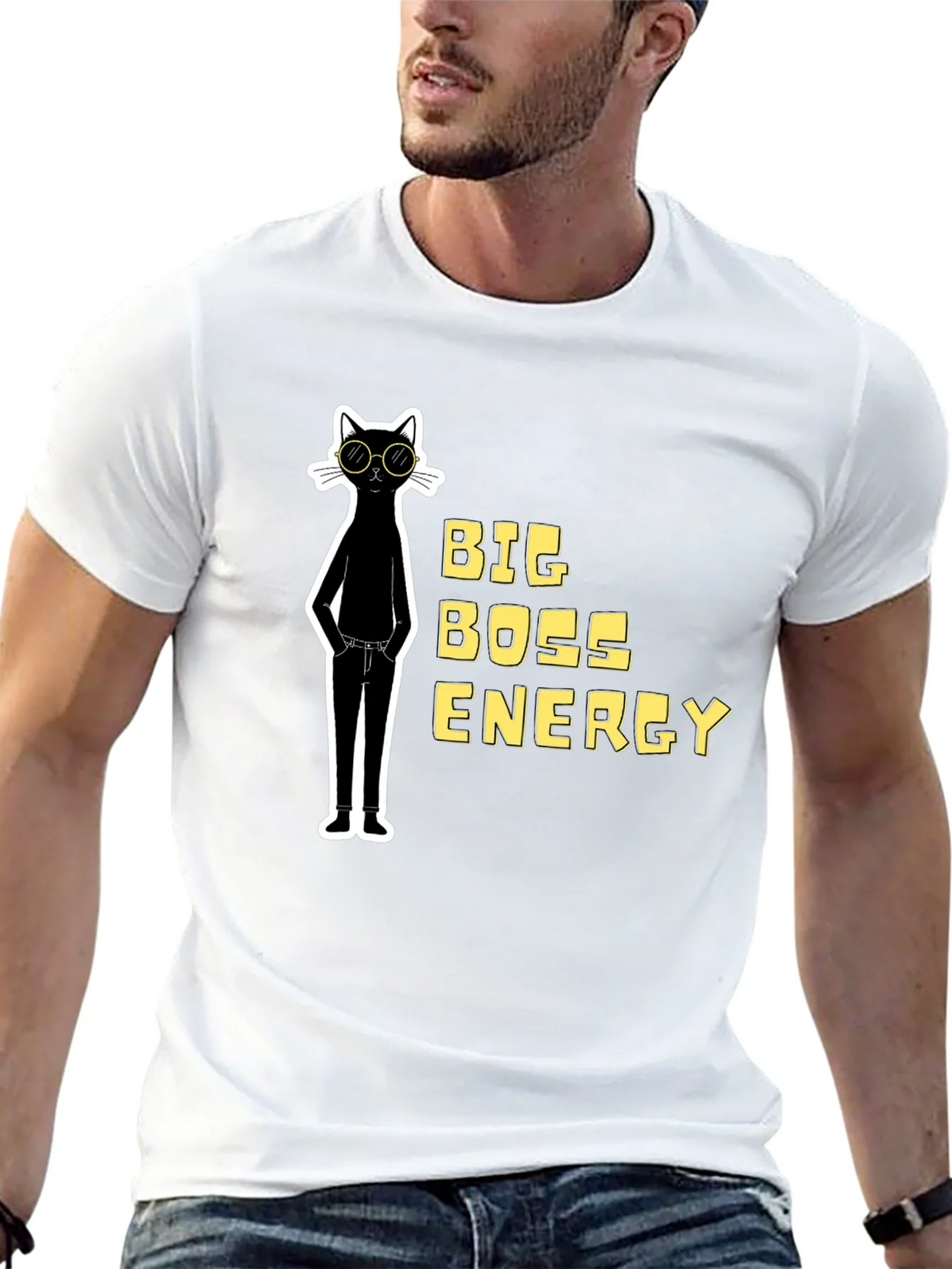 Big Boss Energy Cat Graphic Tee - Black product image 10