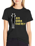 Big Boss Energy Cat Graphic Tee - Black product image 1