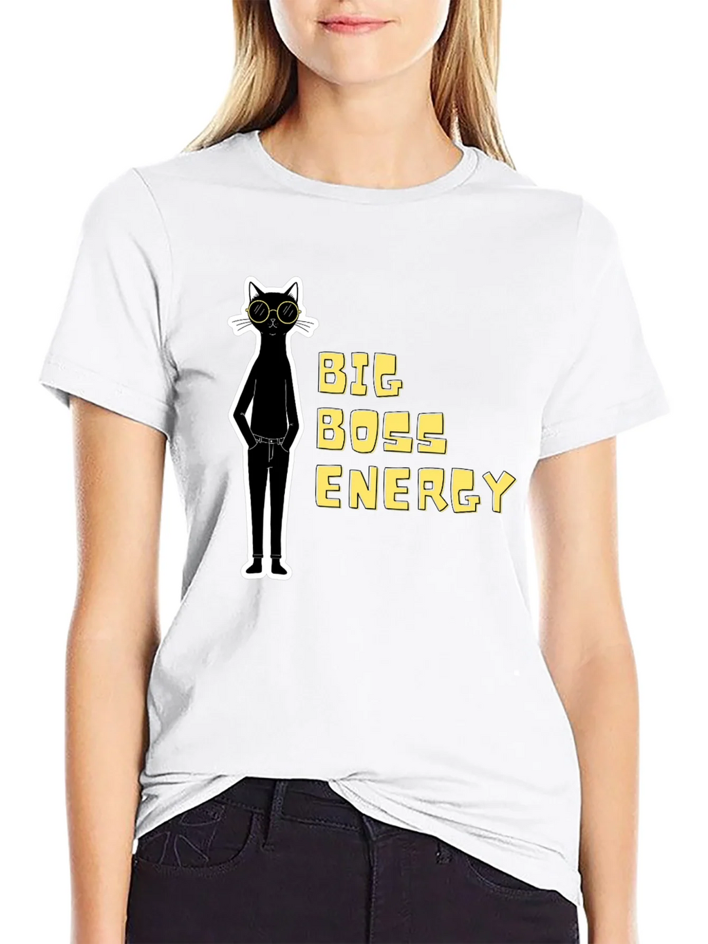Big Boss Energy Cat Graphic Tee - Black product image 7