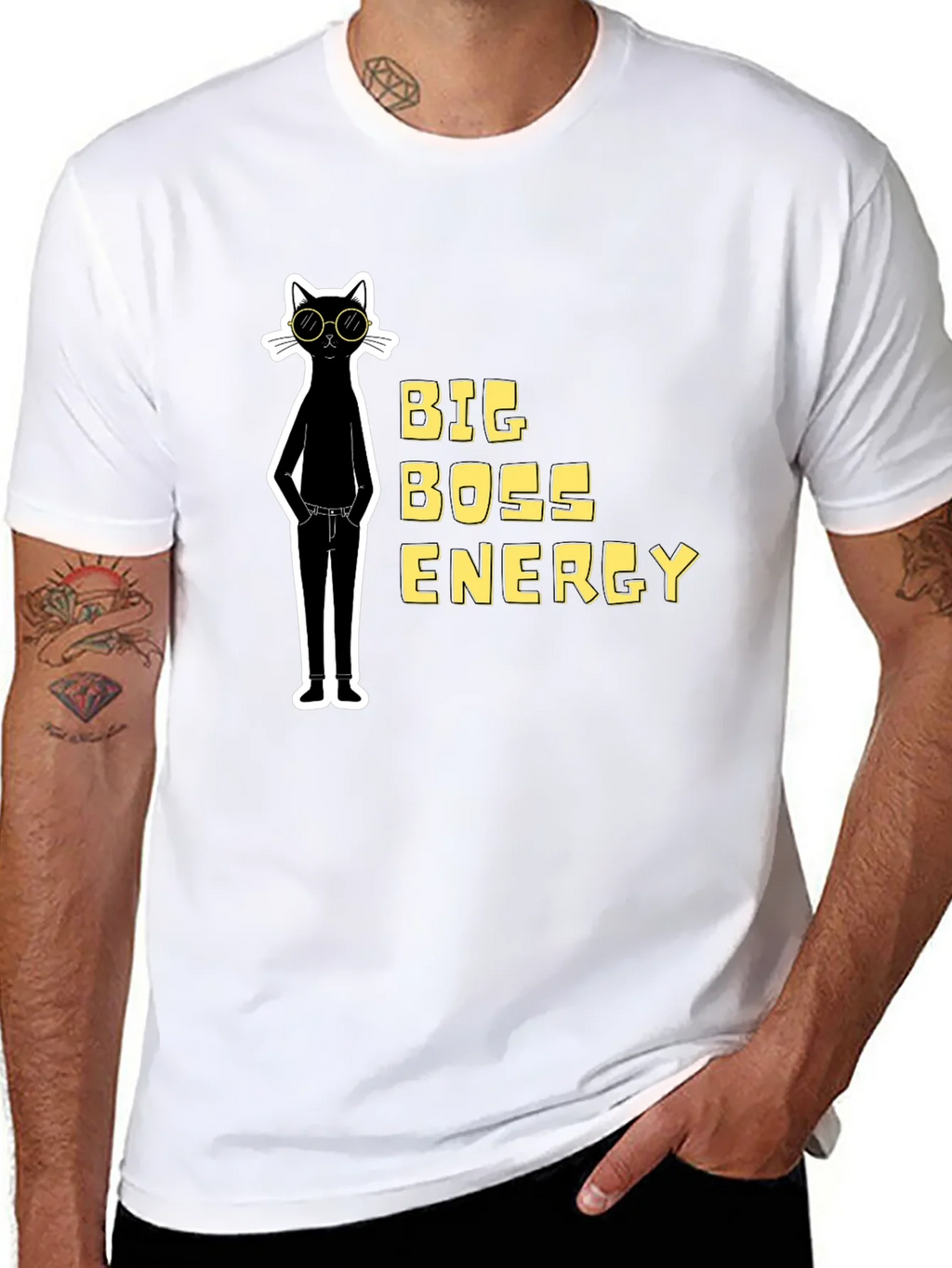 Big Boss Energy Cat Graphic Tee - Black product image 6