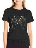 Celestial Hands Graphic T-Shirt - Black product image 1