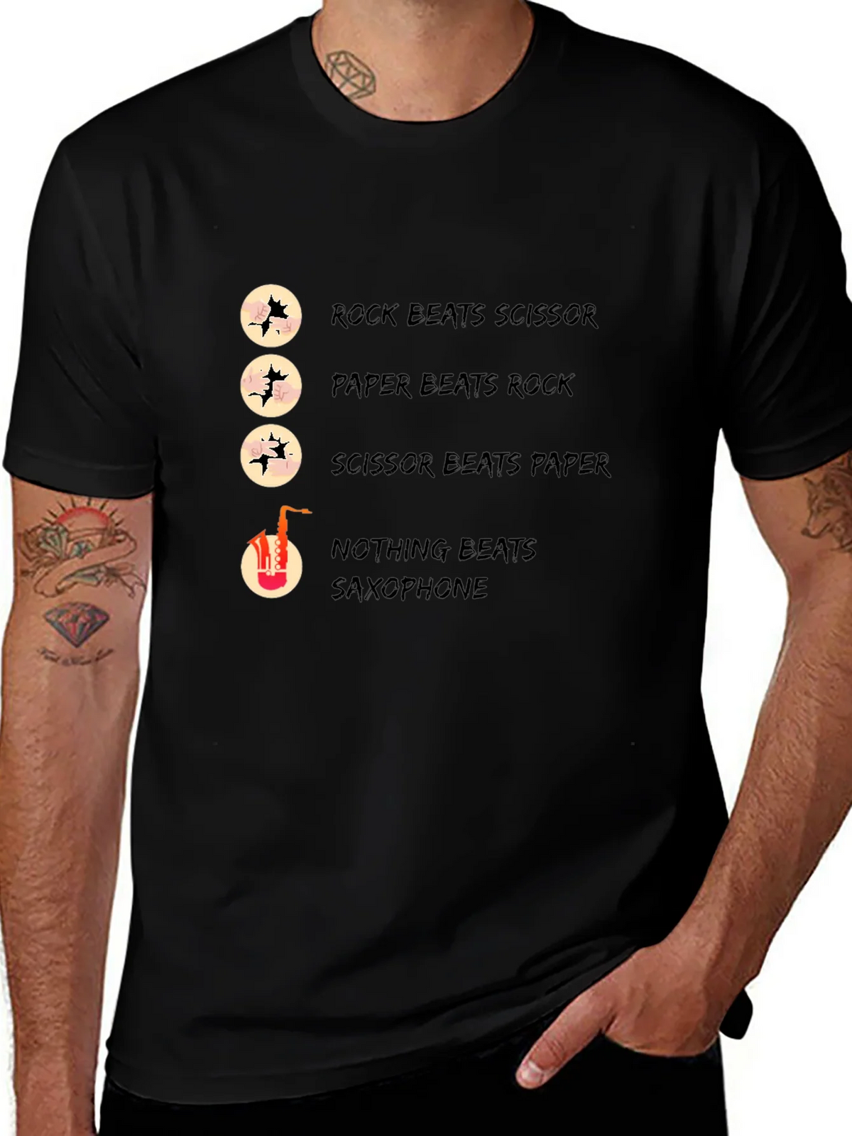 Rock Paper Scissors Saxophone Graphic T-Shirt product image 1
