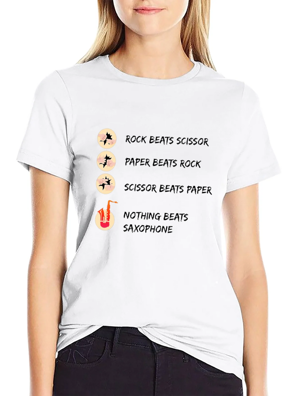 Rock Paper Scissors Saxophone Graphic T-Shirt product image 8