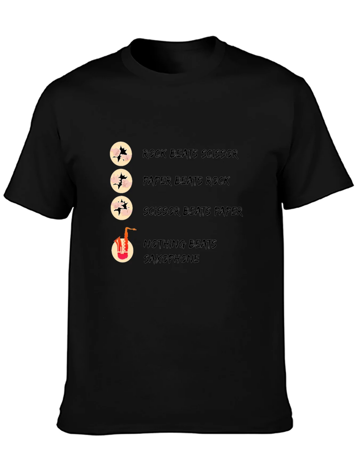 Rock Paper Scissors Saxophone Graphic T-Shirt product image 3