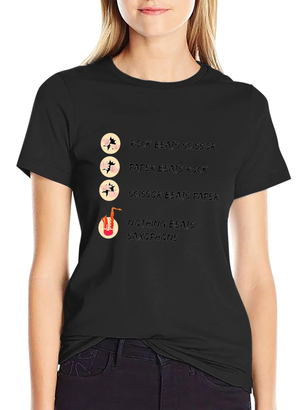 Rock Paper Scissors Saxophone Graphic T-Shirt product image 2