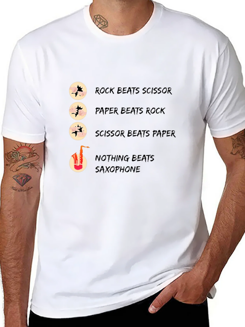 Rock Paper Scissors Saxophone Graphic T-Shirt product image 7