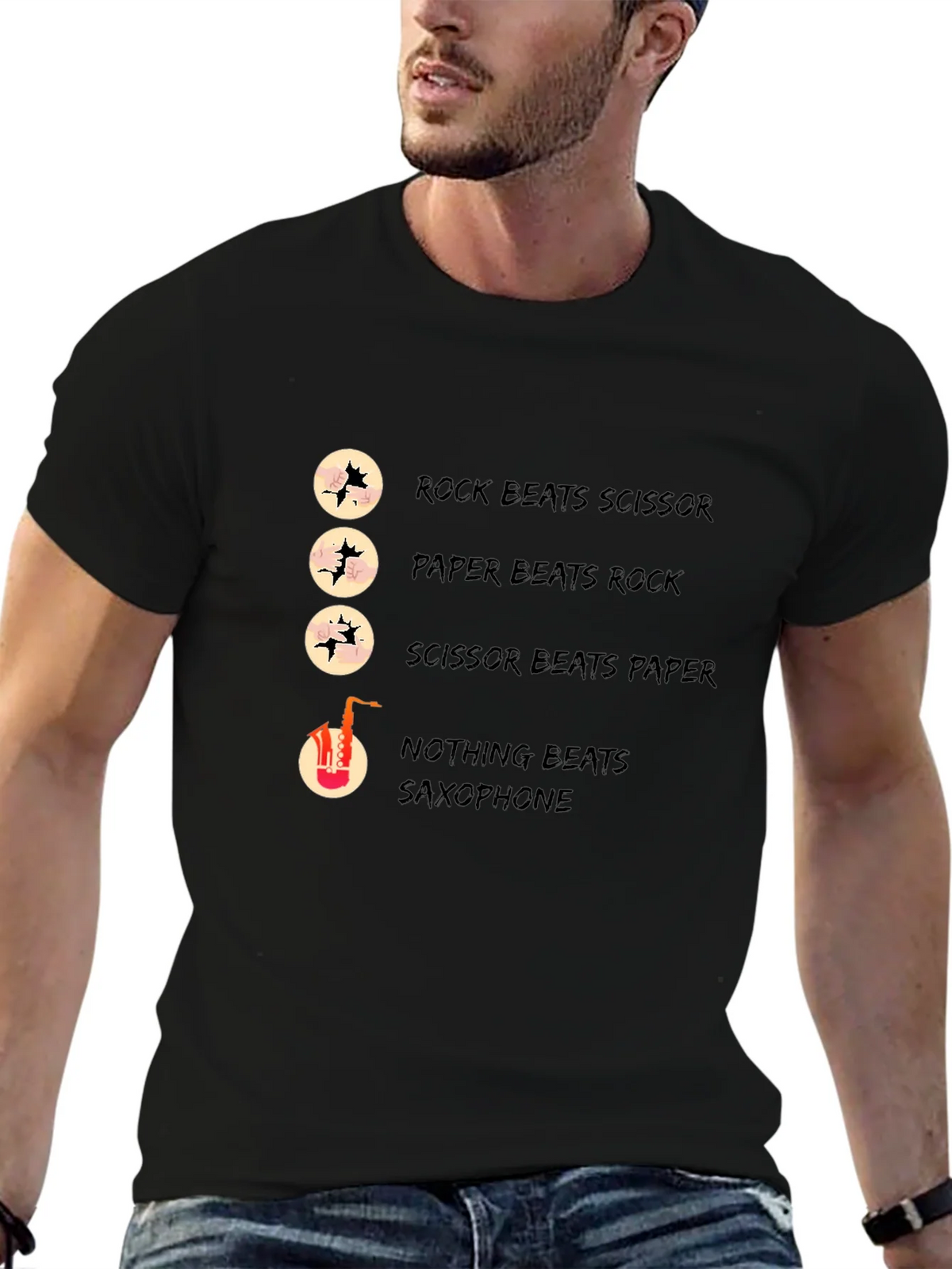 Rock Paper Scissors Saxophone Graphic T-Shirt product image 6