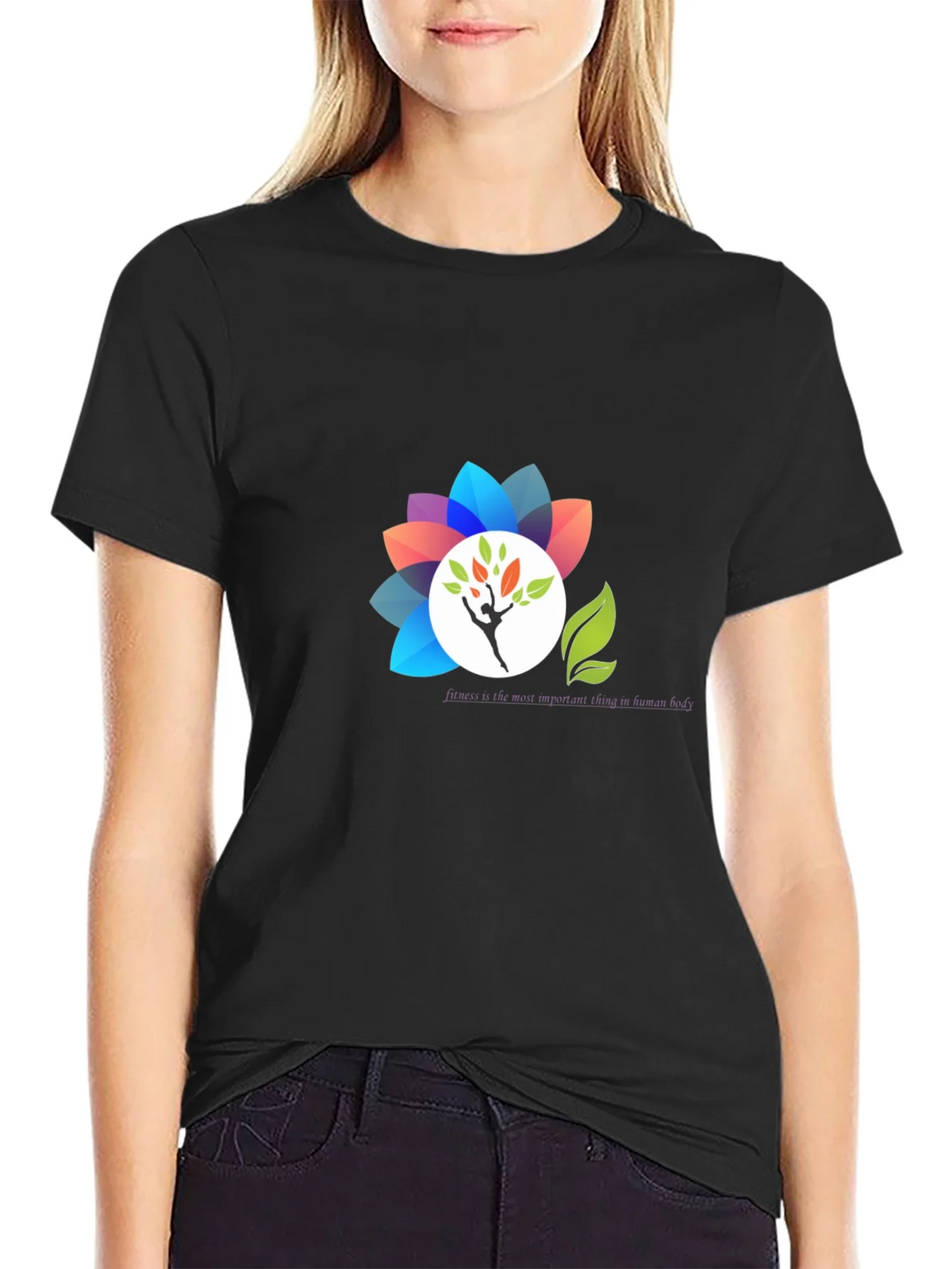 Black T-Shirt with Floral Design product image 2