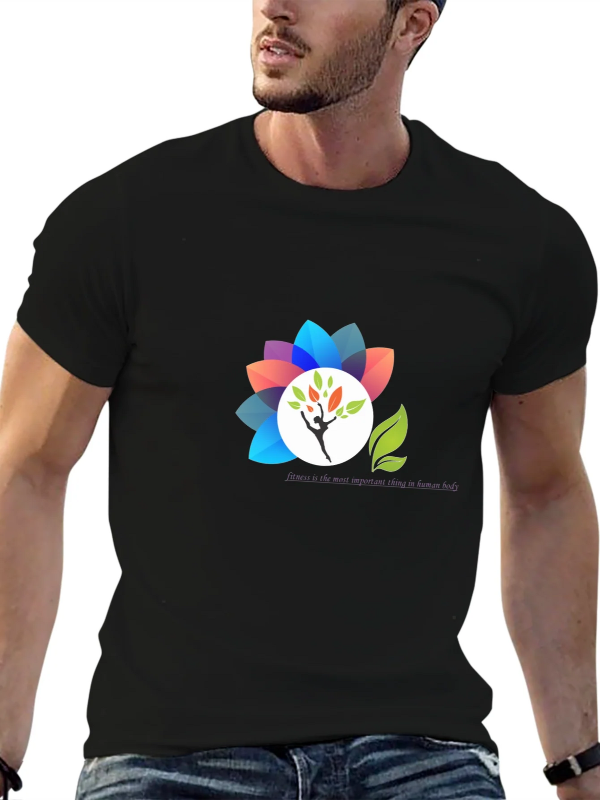 Black T-Shirt with Floral Design product image 6