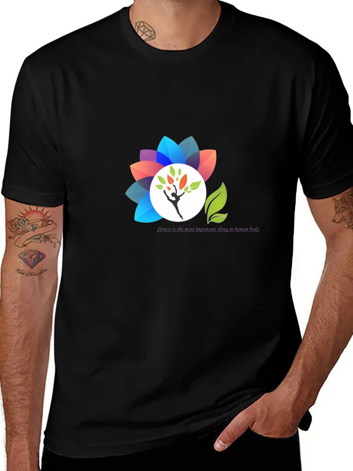 Black T-Shirt with Floral Design product image 1