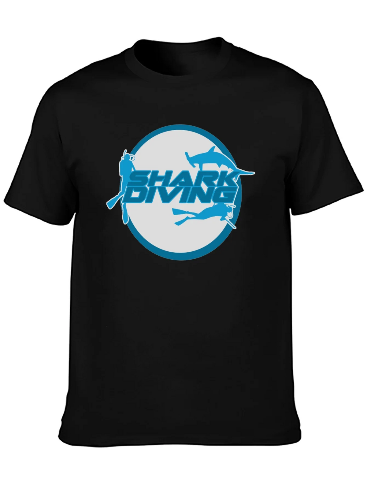 Shark Diving T-Shirt - Black Cotton Tee product image 2