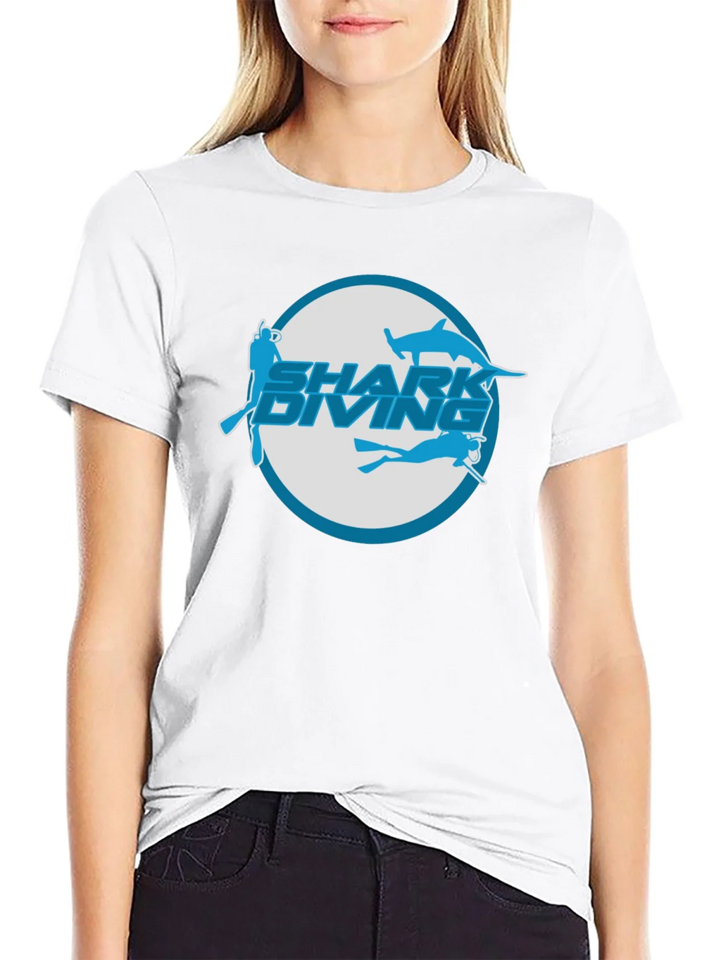 Shark Diving T-Shirt - Black Cotton Tee product image 7