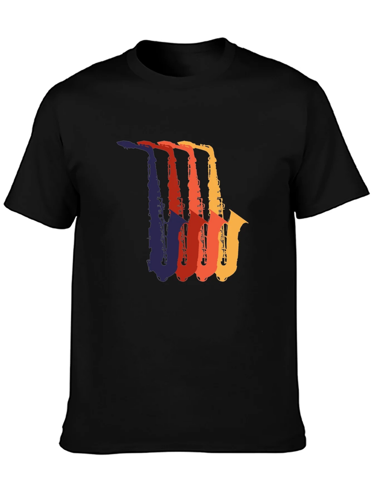 Retro Saxophone Graphic Tee - Black Cotton T-Shirt product image 3