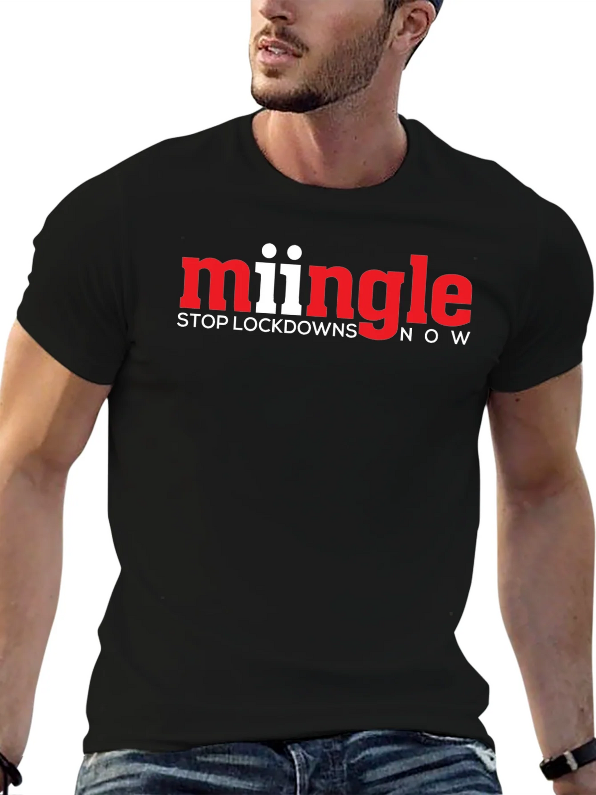 Mingle Stop Lockdowns Now Black T-Shirt product image 6