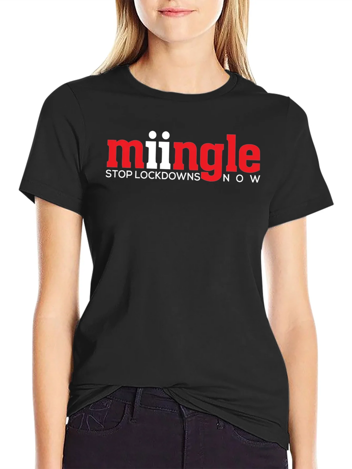 Mingle Stop Lockdowns Now Black T-Shirt product image 2