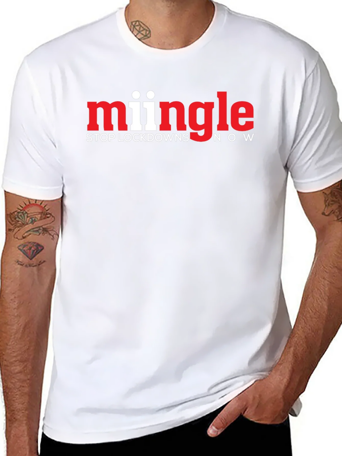 Mingle Stop Lockdowns Now Black T-Shirt product image 7