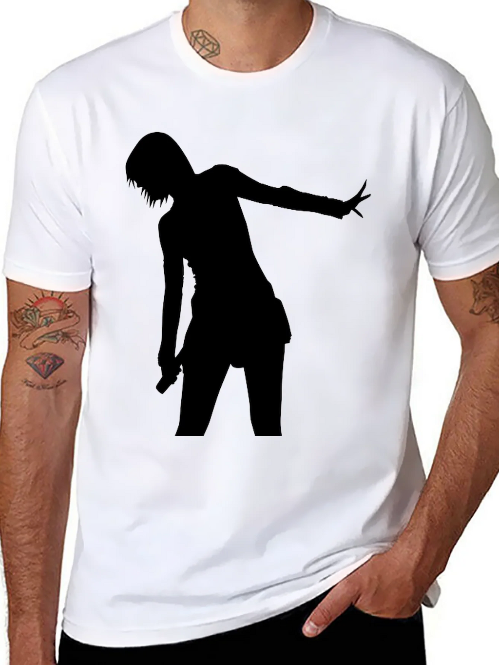 Silhouette Graphic Tee - Black Cotton Comfort Fit product image 7