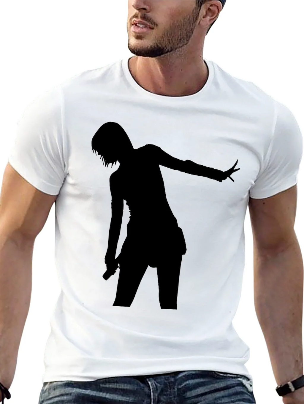 Silhouette Graphic Tee - Black Cotton Comfort Fit product image 12