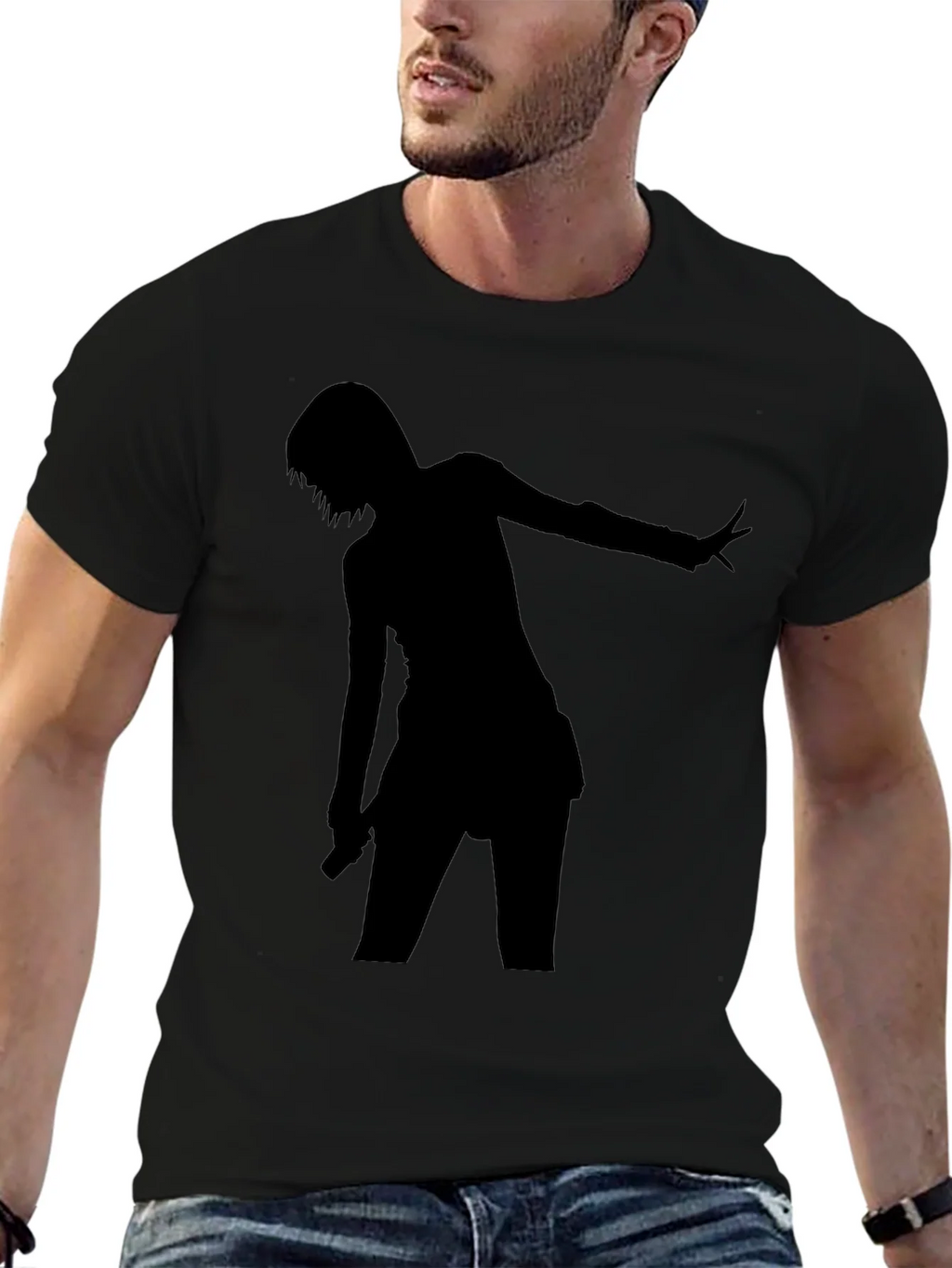 Silhouette Graphic Tee - Black Cotton Comfort Fit product image 6