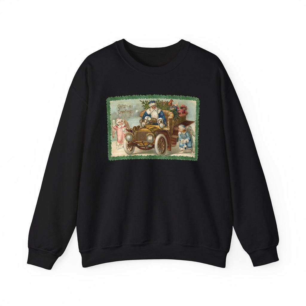Snowball Fighting Angels with Santa 1900s Vintage Graphic product image 2