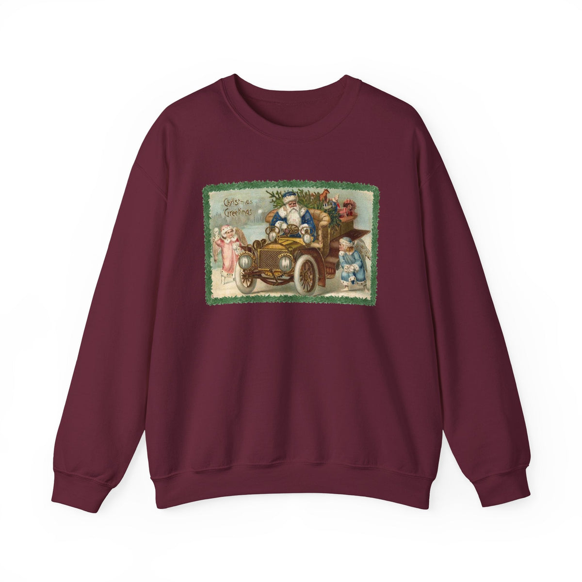 Snowball Fighting Angels with Santa 1900s Vintage Graphic product image 4