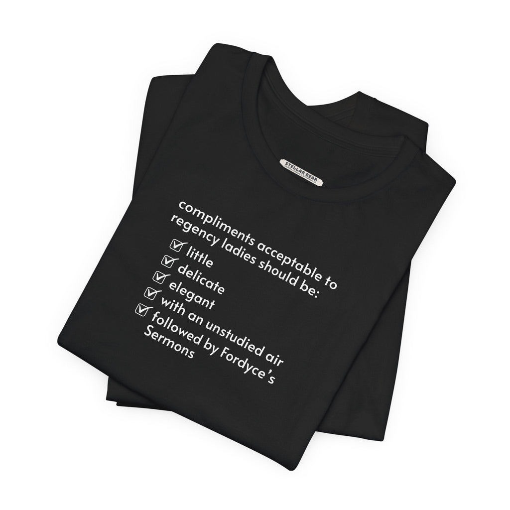 Compliments Acceptable to Regency Ladies Checklist T-Shirt product image 1