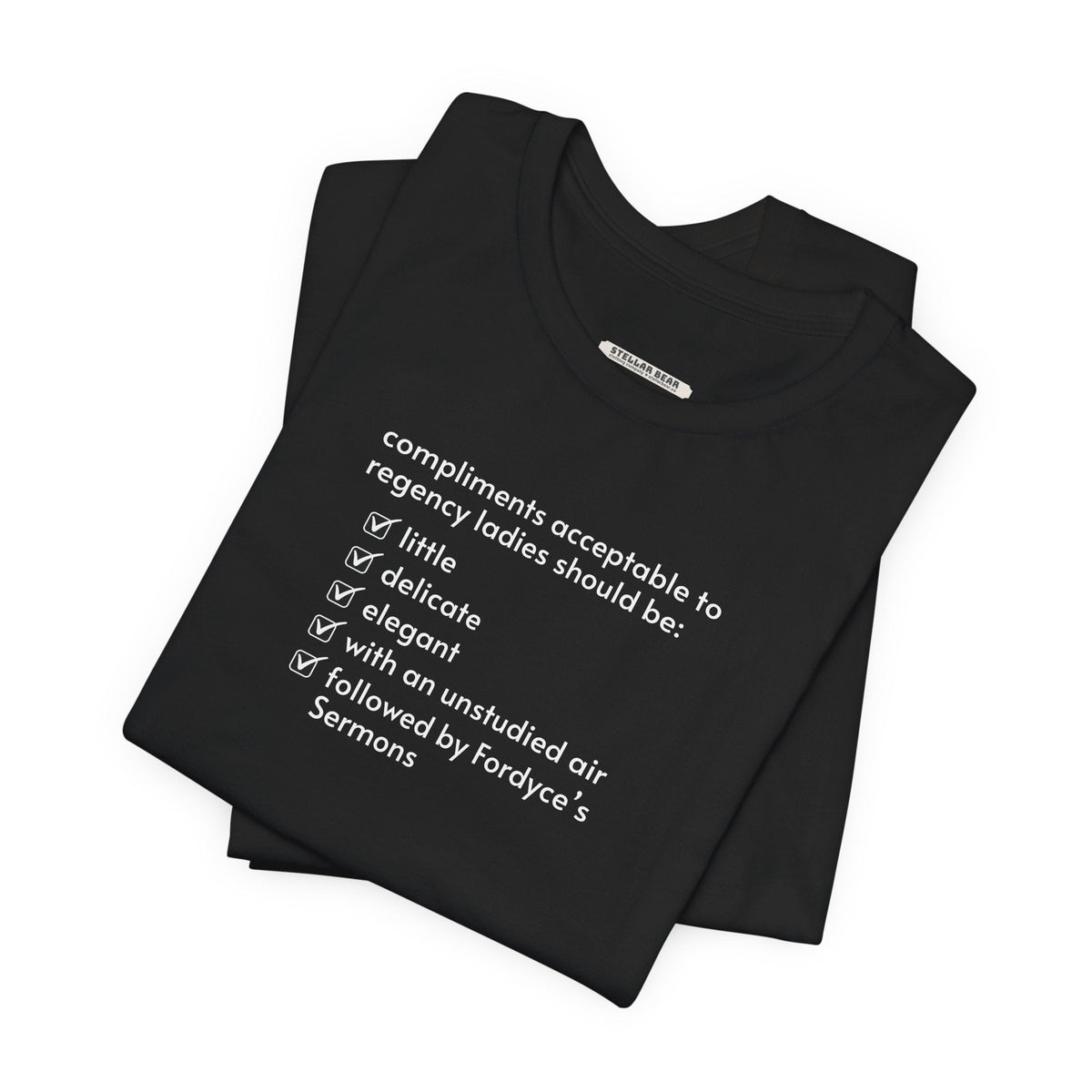 Compliments Acceptable to Regency Ladies Checklist T-Shirt product image 1