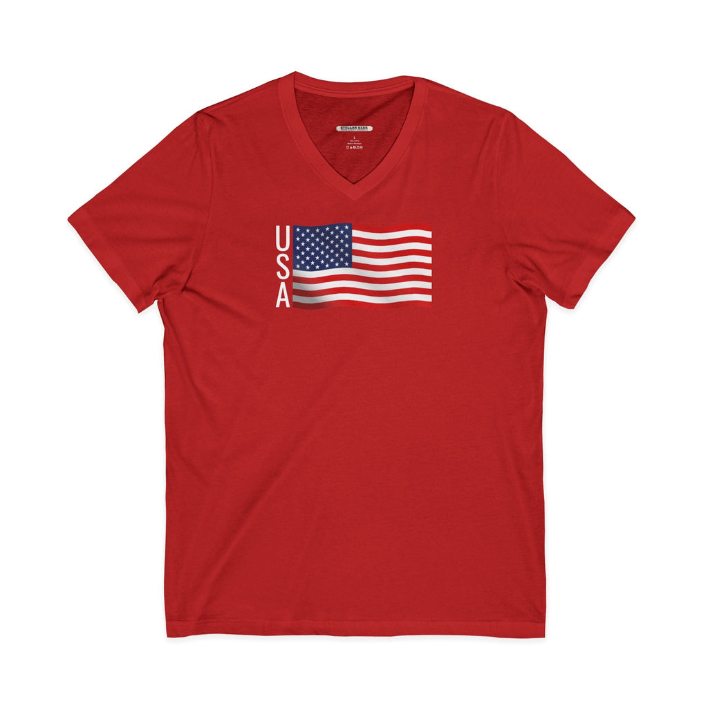 USA Flag V-Neck Graphic T-Shirt product image 4