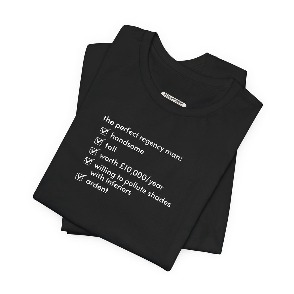 The Perfect Regency Man Checklist T-Shirt (Jane Austen) product image 1