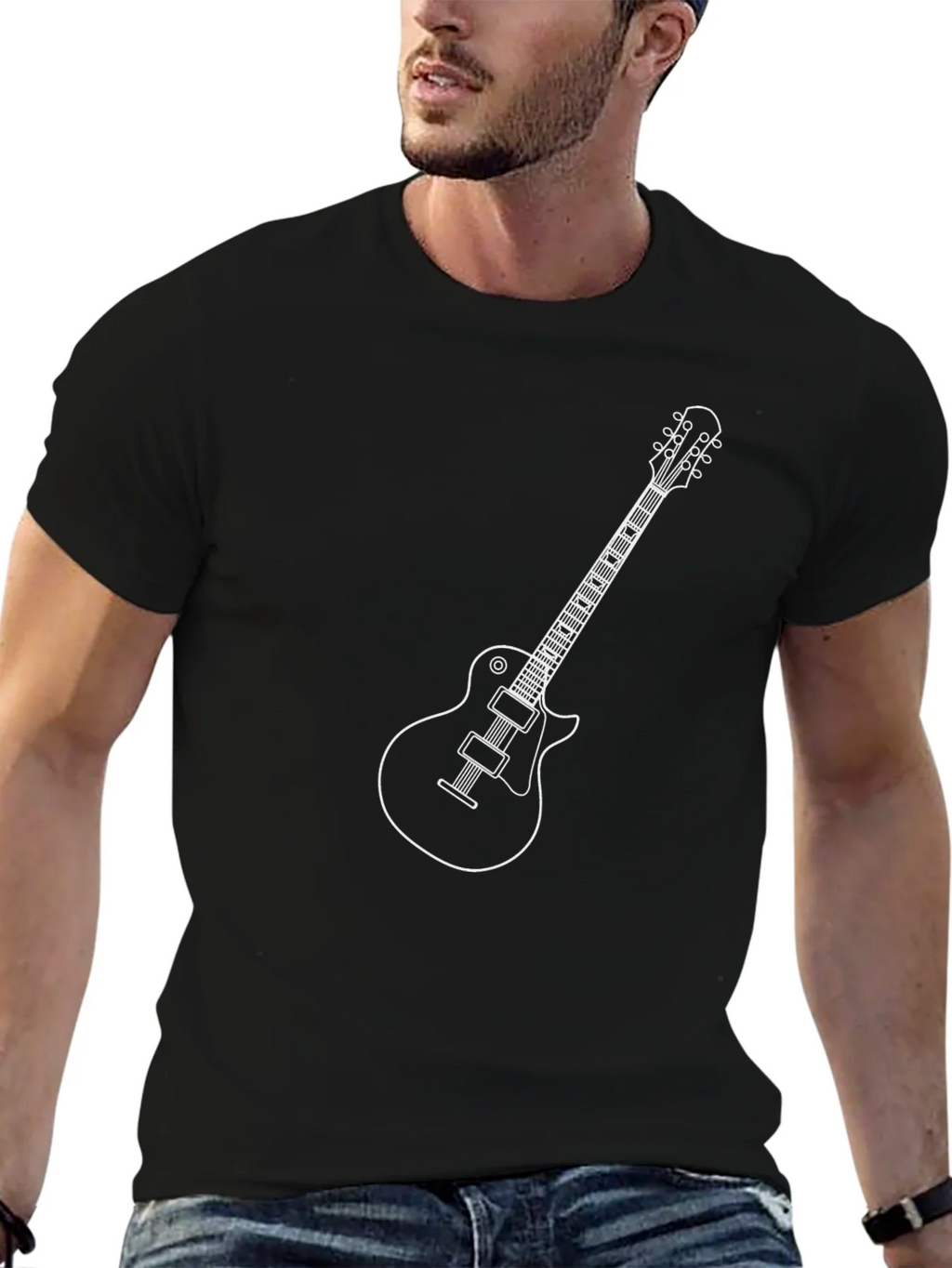 Electric Guitar Graphic Tee - Black Cotton T-Shirt product image 6