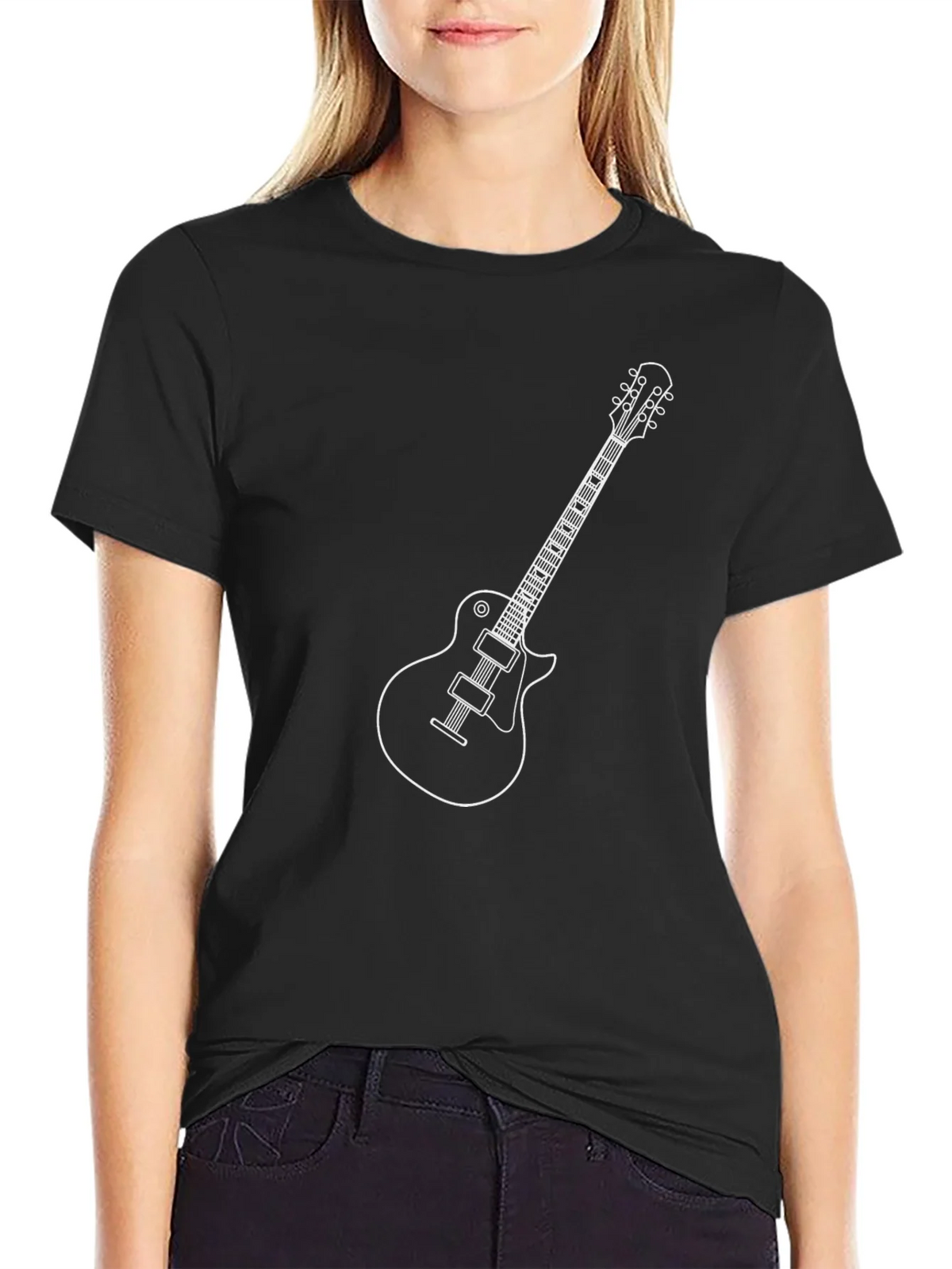 Electric Guitar Graphic Tee - Black Cotton T-Shirt product image 2