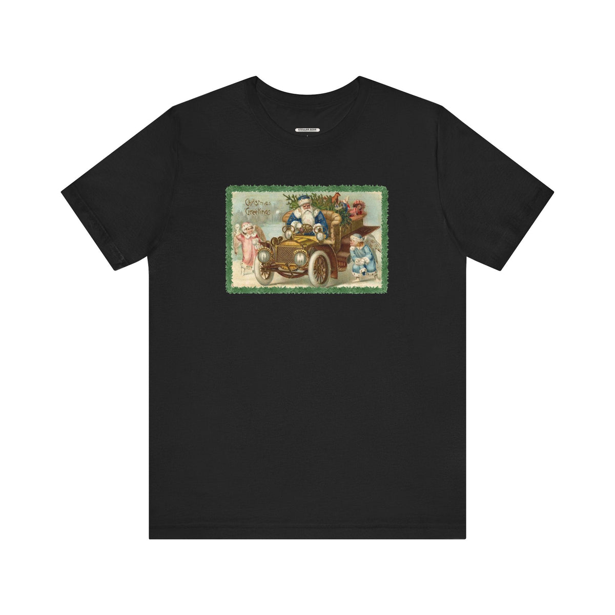Snowball Fighting Angels with Santa 1900s Vintage Graphic product image 6