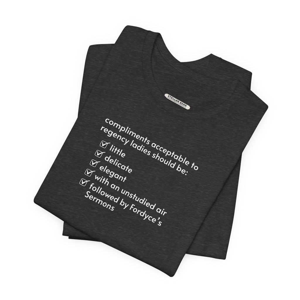 Compliments Acceptable to Regency Ladies Checklist T-Shirt product image 2