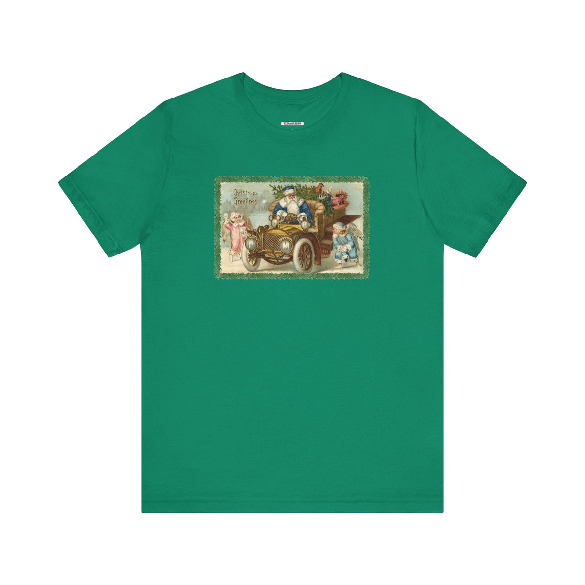 Snowball Fighting Angels with Santa 1900s Vintage Graphic product image 9