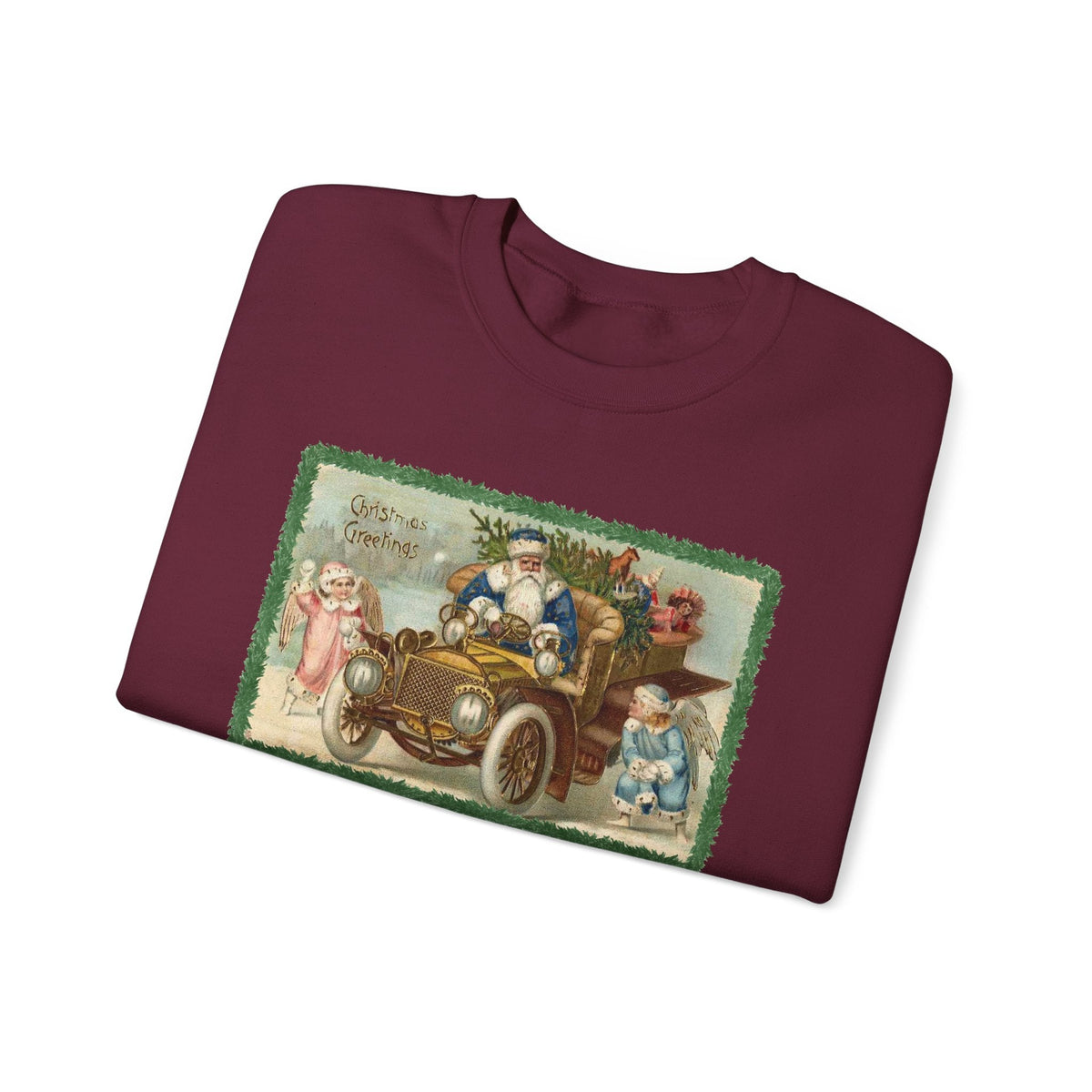 Snowball Fighting Angels with Santa 1900s Vintage Graphic product image 10