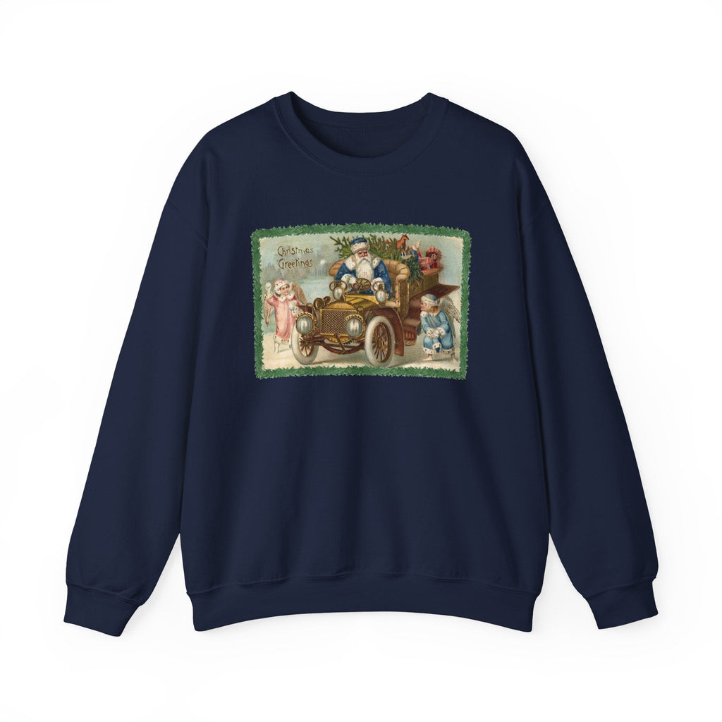 Snowball Fighting Angels with Santa 1900s Vintage Graphic product image 1