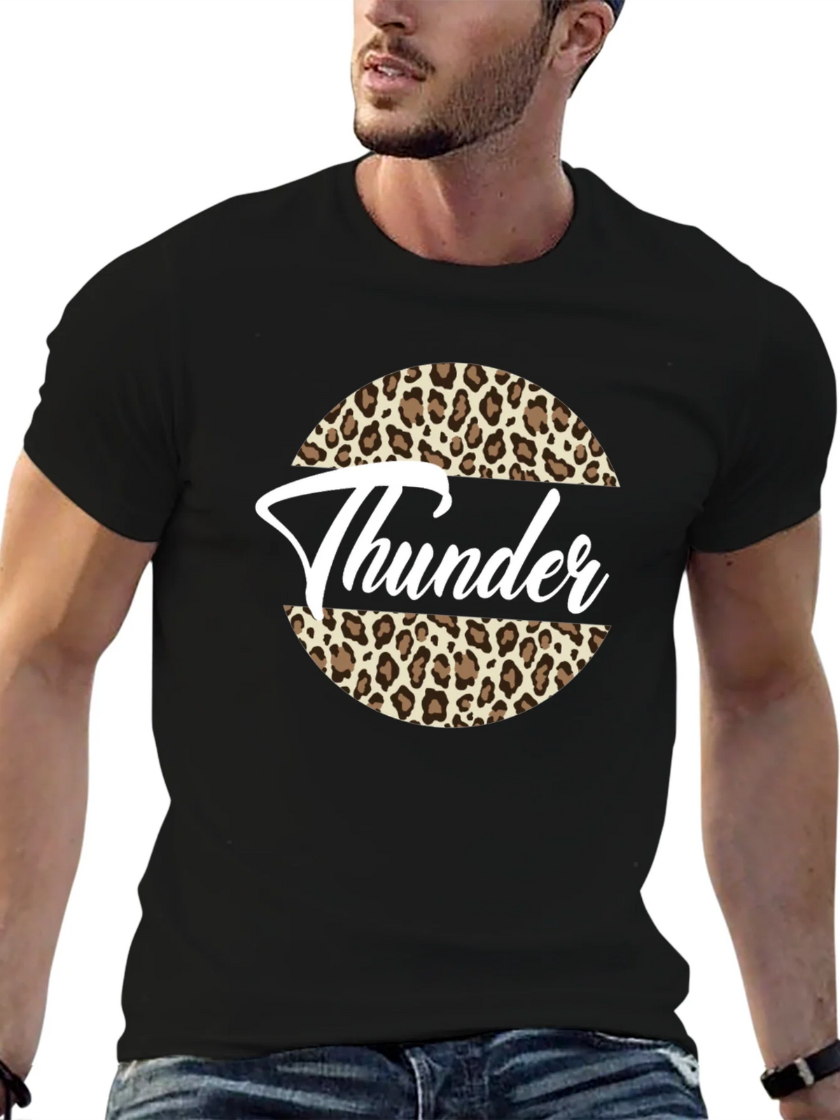 Thunder Leopard Print Graphic Tee - Black T-Shirt product image 6