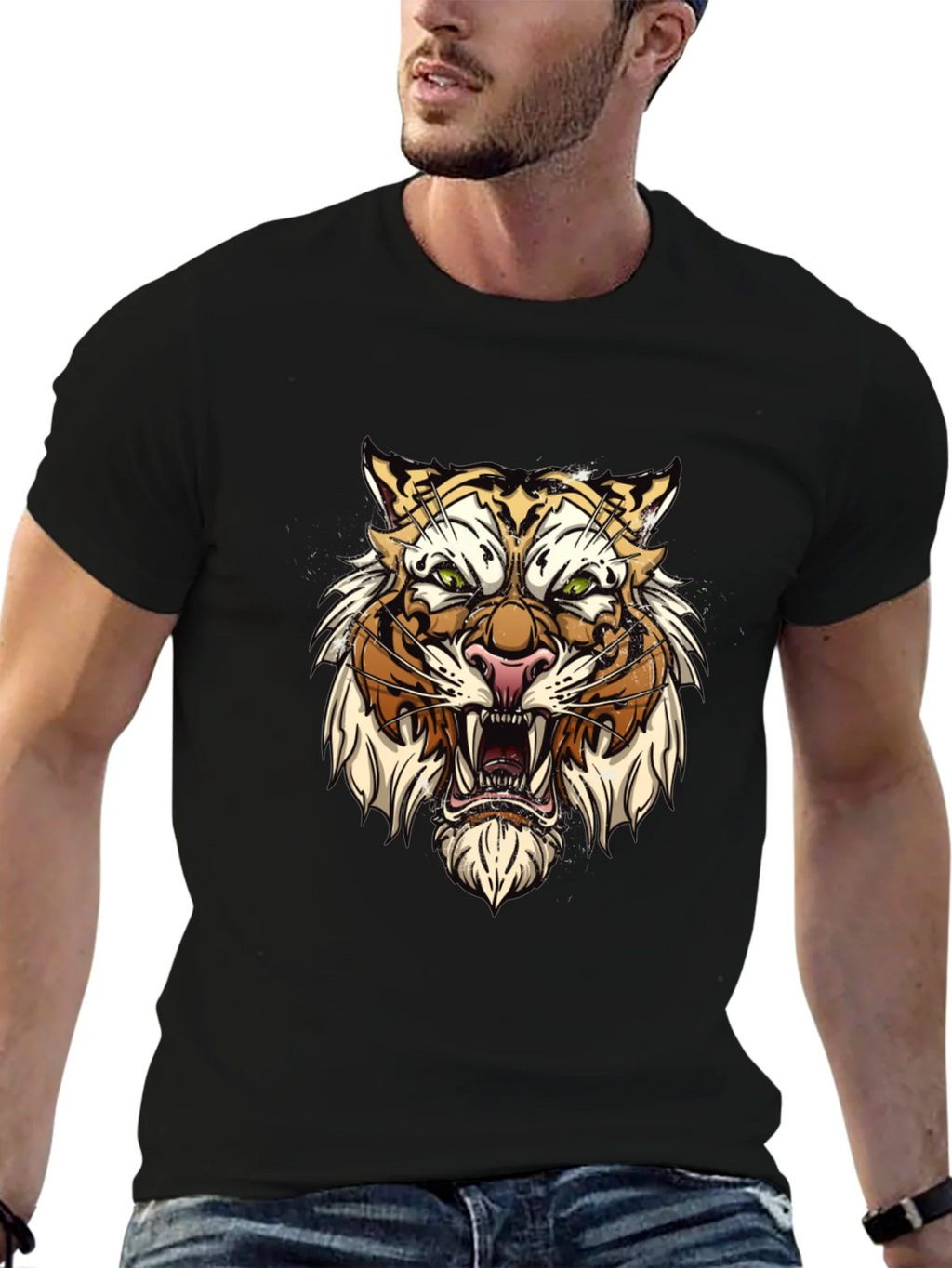 Tiger Graphic Tee - Fierce Animal Print Black T-Shirt product image 3