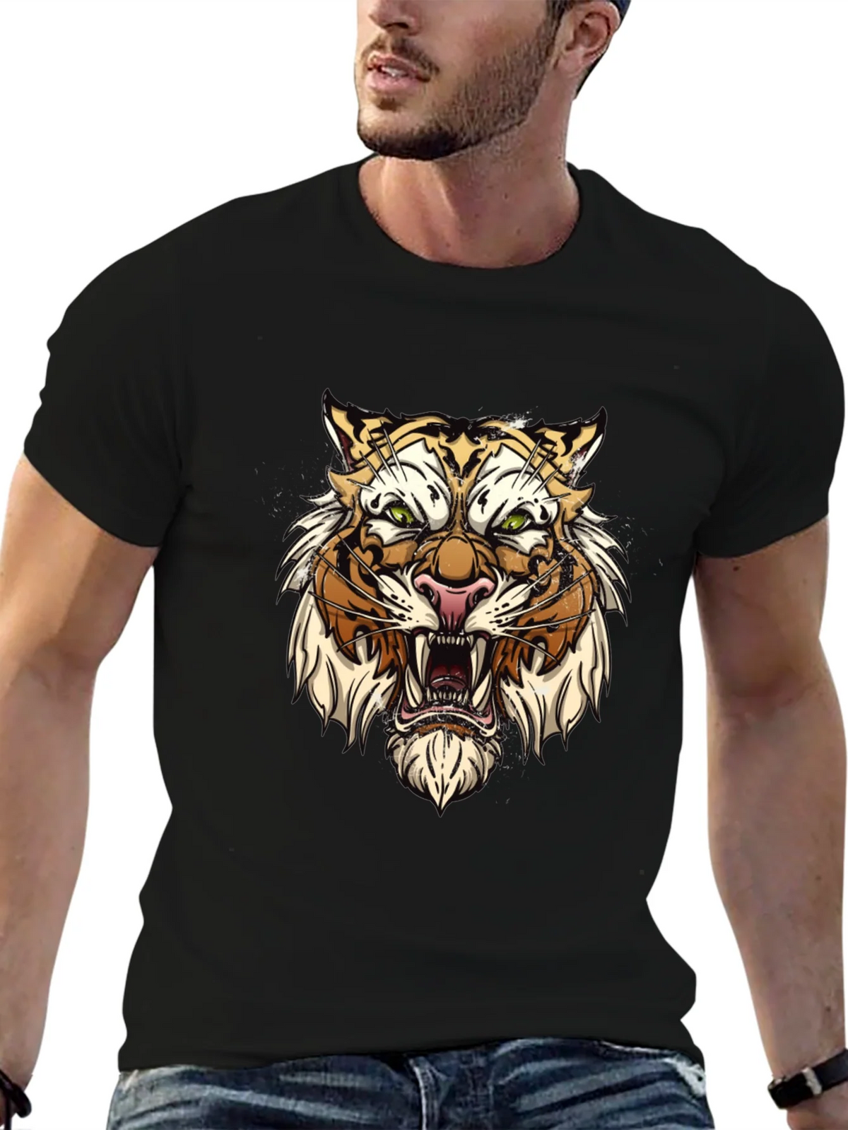 Tiger Graphic Tee - Fierce Animal Print Black T-Shirt product image 3