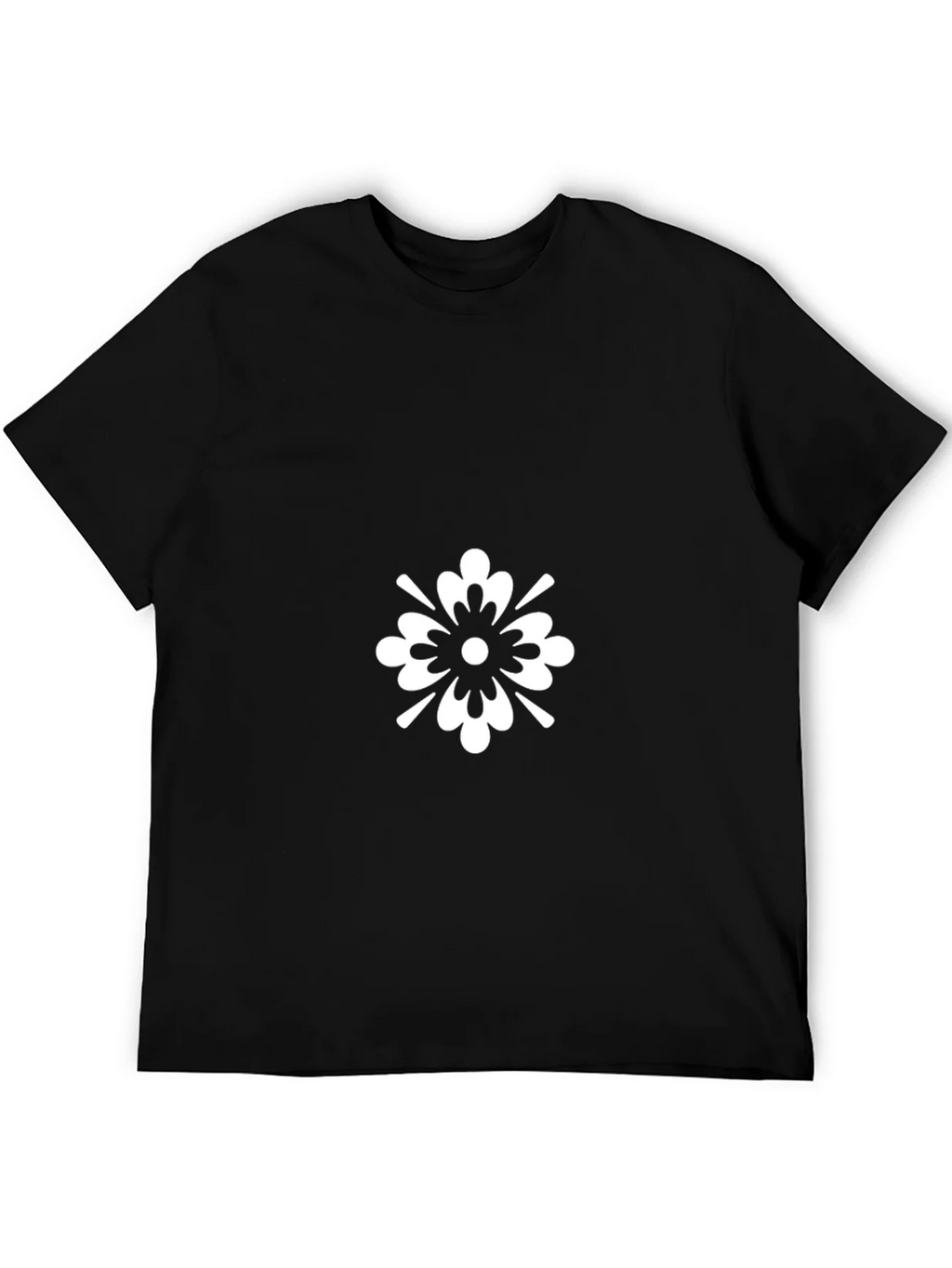 Black T-Shirt with White Floral Graphic product image 5