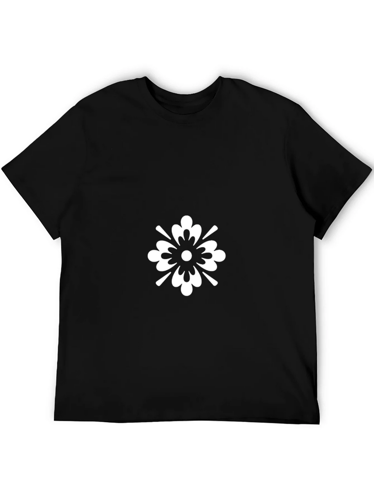 Black T-Shirt with White Floral Graphic product image 5
