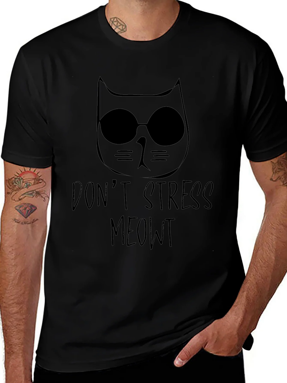 Dont Stress Meowt Black T-Shirt product image 1