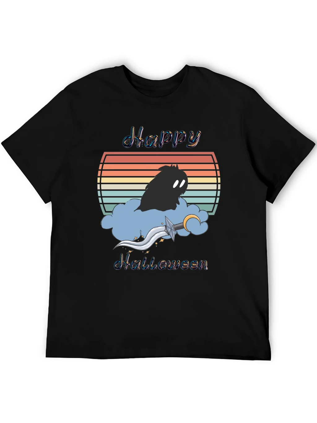 Happy Halloween T-Shirt - Retro Sunset Design product image 5