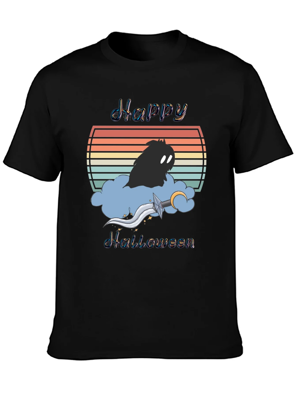 Happy Halloween T-Shirt - Retro Sunset Design product image 3